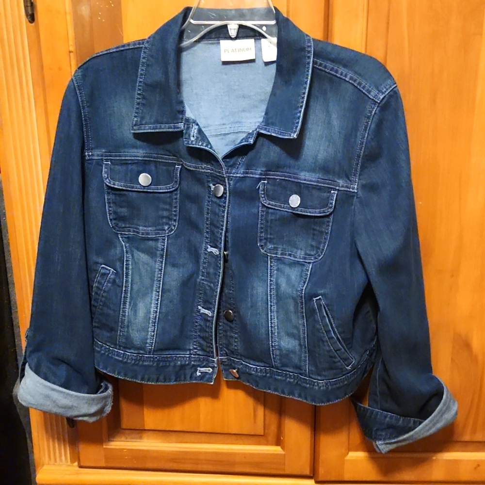 Chicos Cropped Denim Jacket